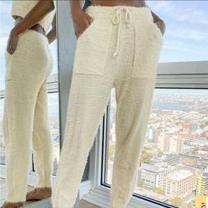 NWT Lulus Road to Cozy Cream Fuzzy Drawstring Joggers